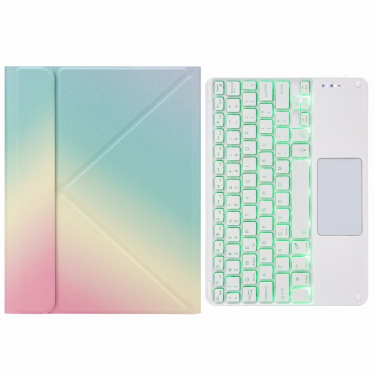 H-097CS Touch Backlight Bluetooth Keyboard Leather Case with Rear Three-fold Holder, For iPad 9.7 2018 & 2017, For iPad Pro 11 inch 2021 & 2020 & 2018 / Air 2020 10.9