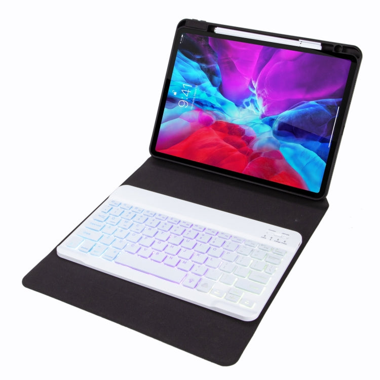 H-102S3 Tri-color Backlight Bluetooth Keyboard Leather Case with Rear Three-fold Holder, For iPad 10.2 2020 & 2019 / Pro 10.5 inch, For iPad 9.7 2018 & 2017