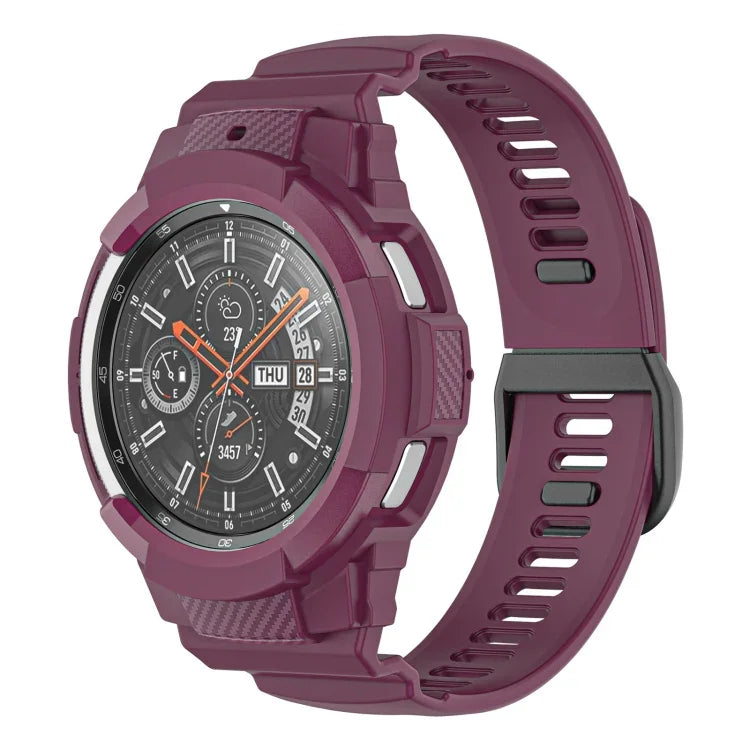 Carbon Fiber Sport Silicone Integrated Watchband, For Samsung Galaxy Watch4 Classic 42mm