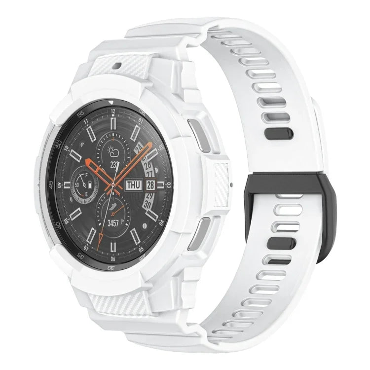 Carbon Fiber Sport Silicone Integrated Watchband, For Samsung Galaxy Watch4 Classic 42mm