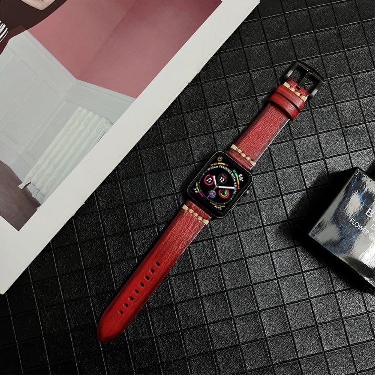 Genuine Leather Watchband For Apple Watch Series, 7 41mm / 6&SE&5&4 40mm / 3&2&1 38mm, 7 45mm / 6&SE&5&4 44mm / 3&2&1 42mm