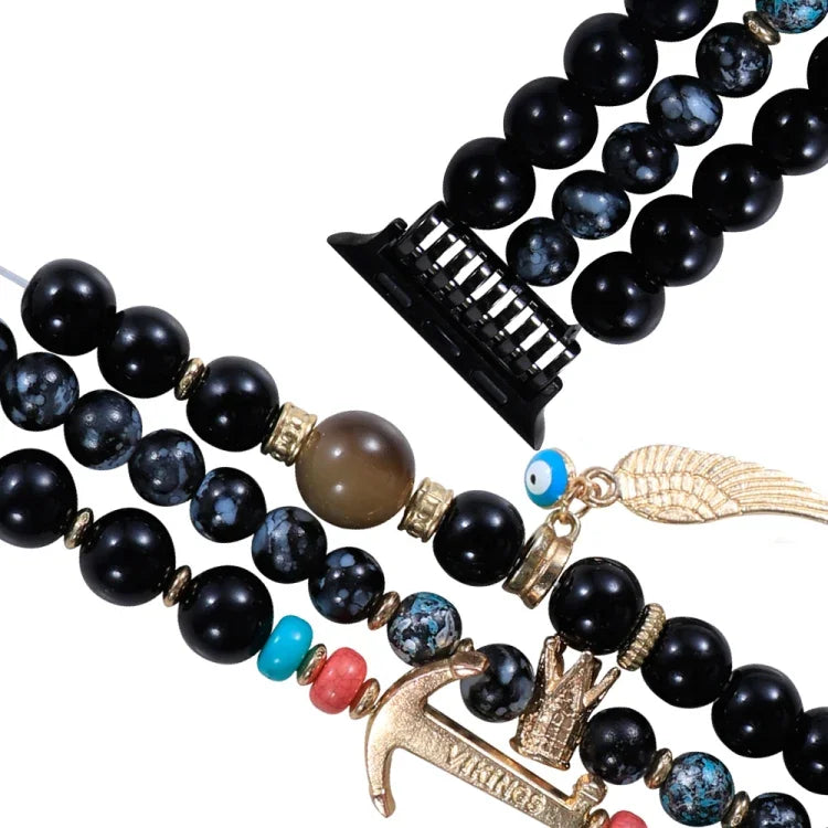 Beaded Crown Anchor Watchband For Apple Watch Series, 7 41mm / 6&SE&5&4 40mm / 3&2&1 38mm