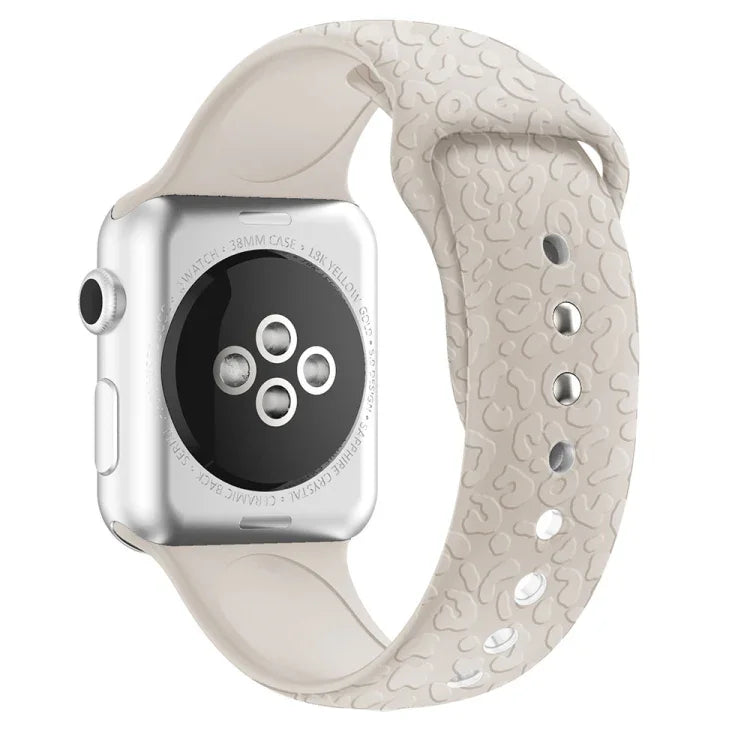 Leopard Embossing Silicone Watchband For Apple Watch Series, 7 41mm / 6&SE&5&4 40mm / 3&2&1 38mm, 7 45mm / 6&SE&5&4 44mm / 3&2&1 42mm