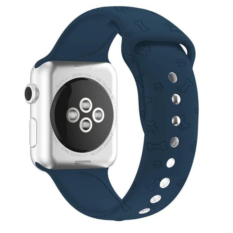 Dog Paw Embossing Silicone Watchband For Apple Watch Series, 7 41mm / 6&SE&5&4 40mm / 3&2&1 38mm, 7 45mm / 6&SE&5&4 44mm / 3&2&1 42mm