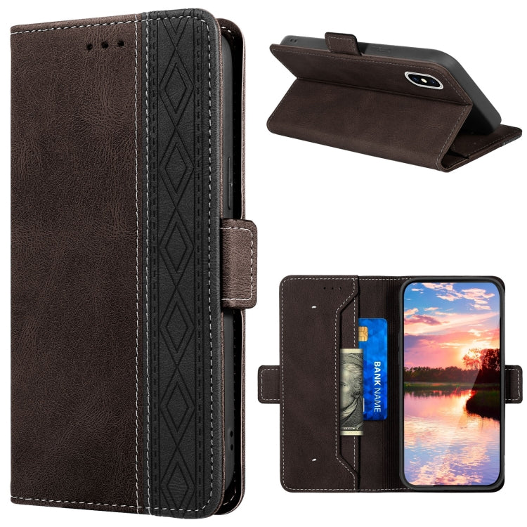 Stitching Magnetic RFID Leather Case, For iPhone XS Max, For iPhone SE 2022 / SE 2020 / 7 / 8, For iPhone 7 Plus / 8 Plus