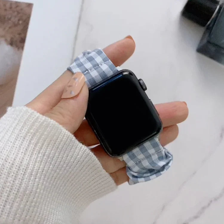 Single Loop Elasticity Cloth Grid Watchband For Apple Watch Series, 7 41mm / 6&SE&5&4 40mm / 3&2&1 38mm, 7 45mm / 6&SE&5&4 44mm / 3&2&1 42mm