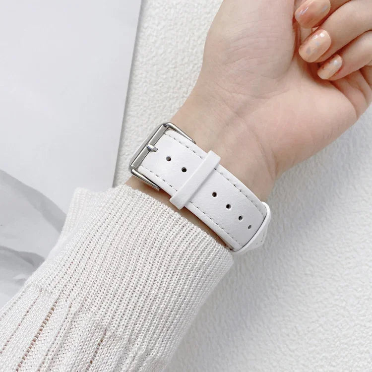 Glossy Leather Watchband For Apple Watch Series, 7 41mm / 6&SE&5&4 40mm / 3&2&1 38mm, 7 45mm / 6&SE&5&4 44mm / 3&2&1 42mm