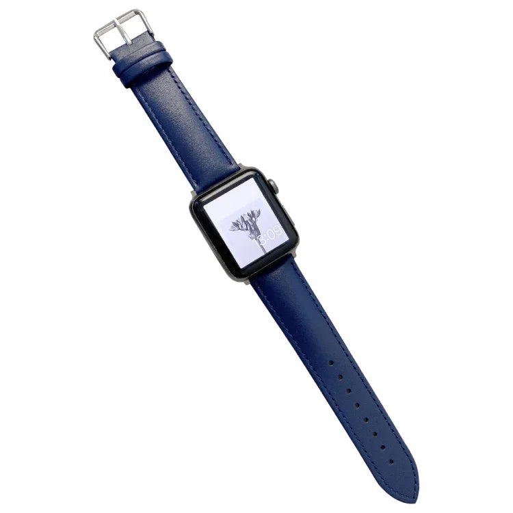Glossy Leather Watchband For Apple Watch Series, 7 41mm / 6&SE&5&4 40mm / 3&2&1 38mm, 7 45mm / 6&SE&5&4 44mm / 3&2&1 42mm