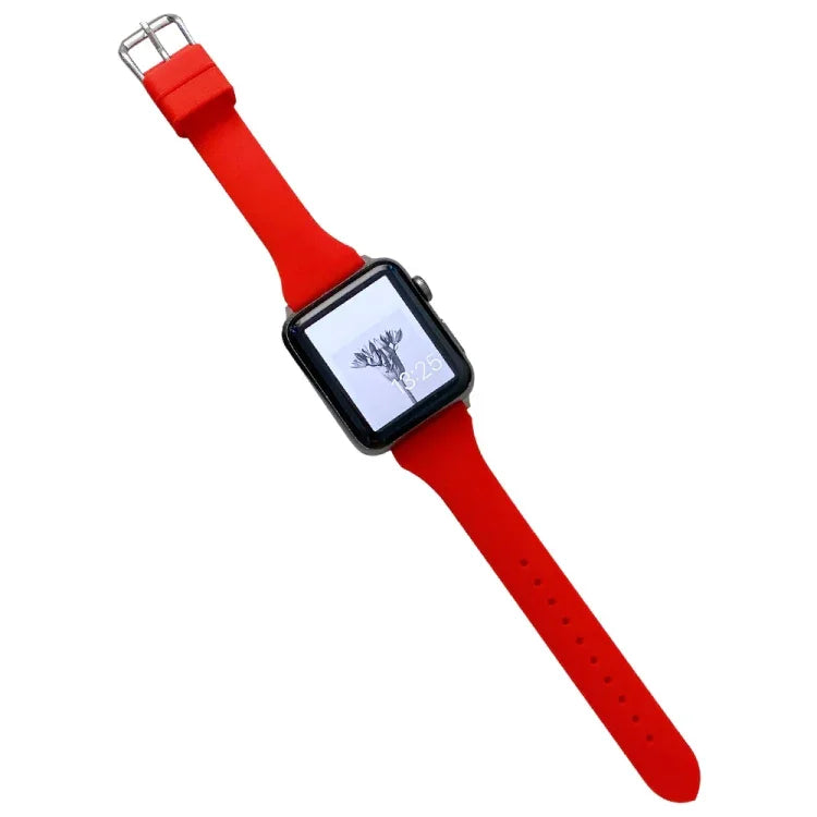 Small Waist Silicone Watchband For Apple Watch Series, 7 41mm / 6&SE&5&4 40mm / 3&2&1 38mm, 7 45mm / 6&SE&5&4 44mm / 3&2&1 42mm