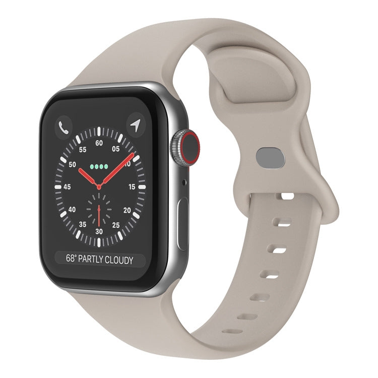 Butterfly Buckle Silicone Watchband, Size: S For Apple Watch Series, 7 41mm / 6&SE&5&4 40mm / 3&2&1 38mm