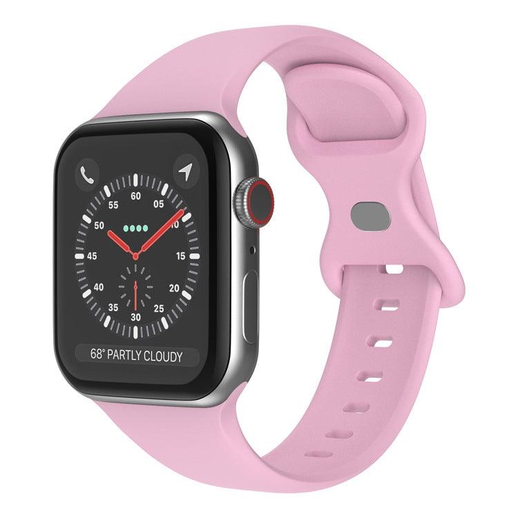 Butterfly Buckle Silicone Watchband, Size: S For Apple Watch Series, 7 41mm / 6&SE&5&4 40mm / 3&2&1 38mm