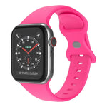 Butterfly Buckle Silicone Watchband, Size: S For Apple Watch Series, 7 45mm / 6&SE&5&4 44mm / 3&2&1 42mm