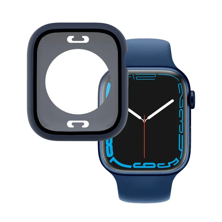 PC + Tempered Glass Film Waterproof Watch Case with Lower Cover For Apple Watch Series 9 / 8 / 7 45mm, 9 / 8 / 7 41mm, 9 / 8 / 7 45mm