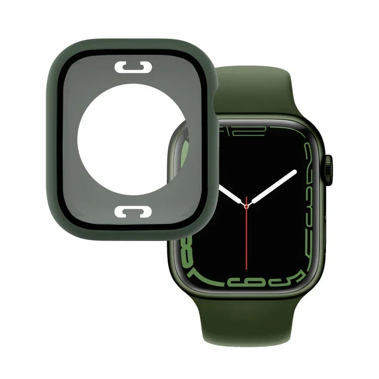 PC + Tempered Glass Film Waterproof Watch Case with Lower Cover For Apple Watch Series 9 / 8 / 7 45mm, 9 / 8 / 7 41mm, 9 / 8 / 7 45mm