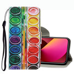 Coloured Drawing Pattern Leather Phone Case, For iPhone 13 mini, For iPhone 13, For iPhone 13 Pro