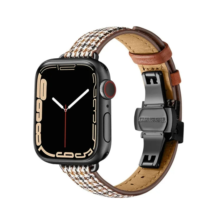 Slimming Butterfly Buckle Watchband For Apple Watch Series, 7 41mm / 6&SE&5&4 40mm / 3&2&1 38mm