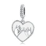 S925 Sterling Silver Silver Heart Hand In Hand Pendant DIY Bracelet Necklace Accessories, Hand In Hand