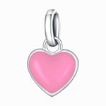 S925 Sterling Silver Heart Pendant DIY Bracelet Necklace Accessories, Heart Pendant (Yellow), Heart Pendant (Blue), Heart Pendant (Pink), Heart Pendant (Purple)