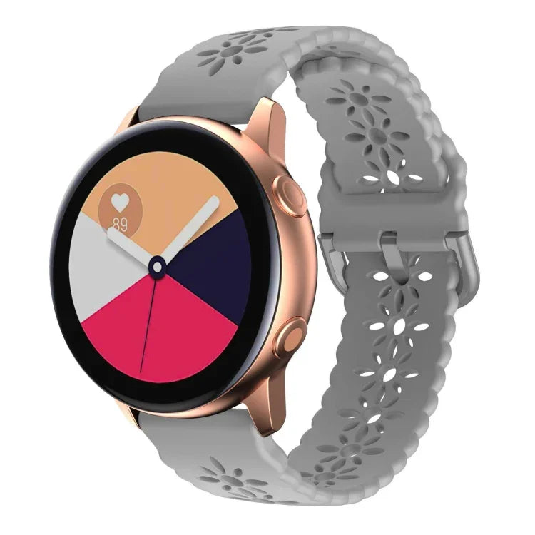 Plum Blossom Hollowed Silicone Watch Band, For Samsung Galaxy Watch4 40/44mm, For Samsung Galaxy Watch4 Classic 42/46mm