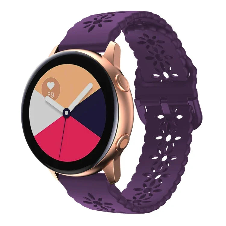 Plum Blossom Hollowed Silicone Watch Band, For Samsung Galaxy Watch4 40/44mm, For Samsung Galaxy Watch4 Classic 42/46mm