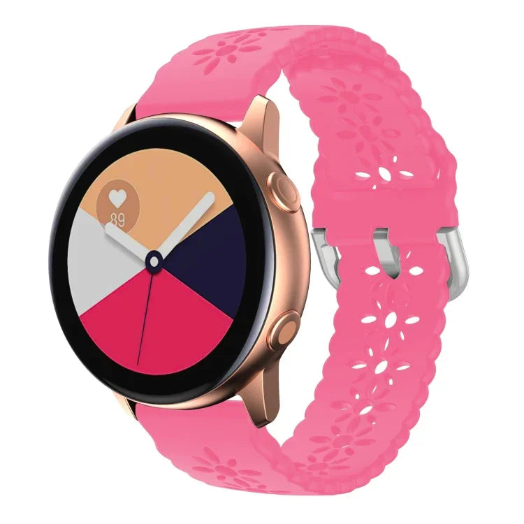Plum Blossom Hollowed Silicone Watch Band, For Samsung Galaxy Watch4 40/44mm, For Samsung Galaxy Watch4 Classic 42/46mm