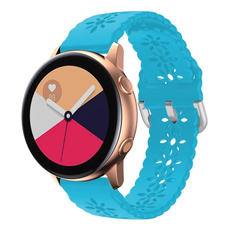 Plum Blossom Hollowed Silicone Watch Band, For Samsung Galaxy Watch4 40/44mm, For Samsung Galaxy Watch4 Classic 42/46mm