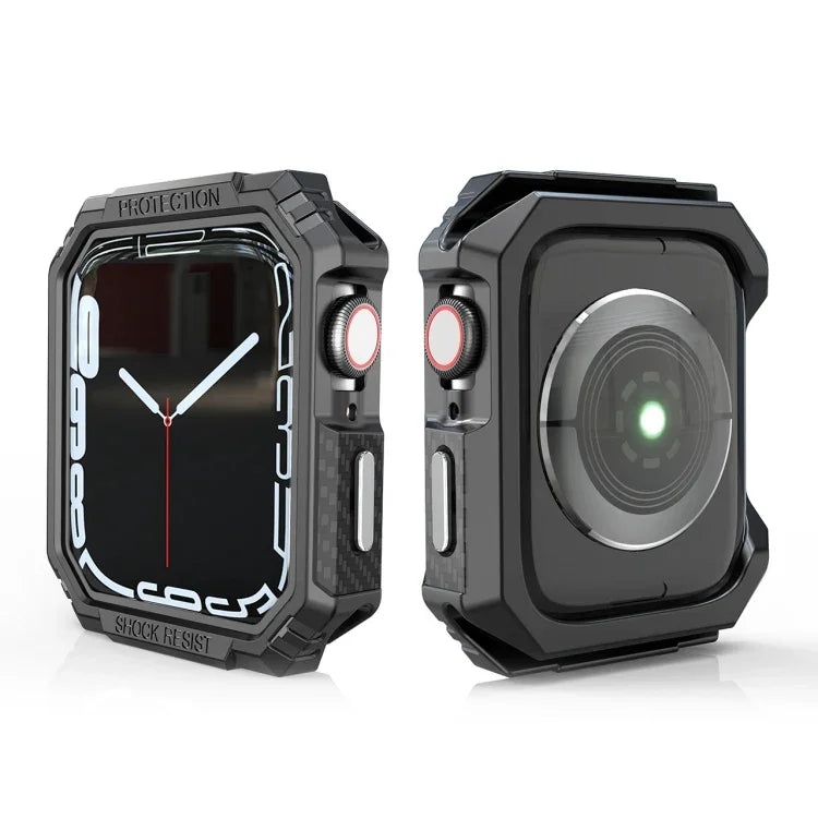 Carbon Fiber Contrast Color Protective Case, For Apple Watch Series 9 / 8 / 7 41mm, For Apple Watch Series 9 / 8 / 7 45mm, For Apple Watch Series 6 & SE & 5 & 4 44mm, For Apple Watch Series 6 & SE & 5 & 4 40mm