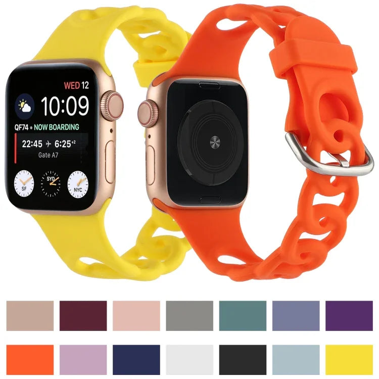 Hollow Silicone Watch Band For Apple Watch Series, 7 41mm / 6&SE&5&4 40mm / 3&2&1 38mm, 7 45mm / 6&SE&5&4 44mm / 3&2&1 42mm
