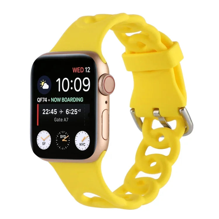 Hollow Silicone Watch Band For Apple Watch Series, 7 41mm / 6&SE&5&4 40mm / 3&2&1 38mm, 7 45mm / 6&SE&5&4 44mm / 3&2&1 42mm
