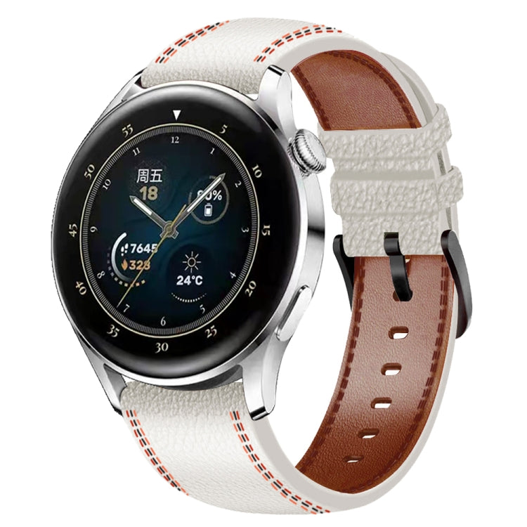 Tricolor Stitching Genuine Leather Watch Band, For Huawei Watch GT 3