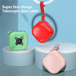 3 in 1 USB To 8Pin + Micro USB + USB-C / Type-C Telescopic Charging Cable with Mobile Phone Holder