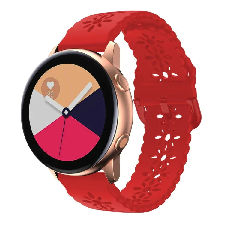 Plum Blossom Hollowed Silicone Watch Band, For Samsung Galaxy Watch4 20mm, For Huawei Watch GT 3 Pro 22mm