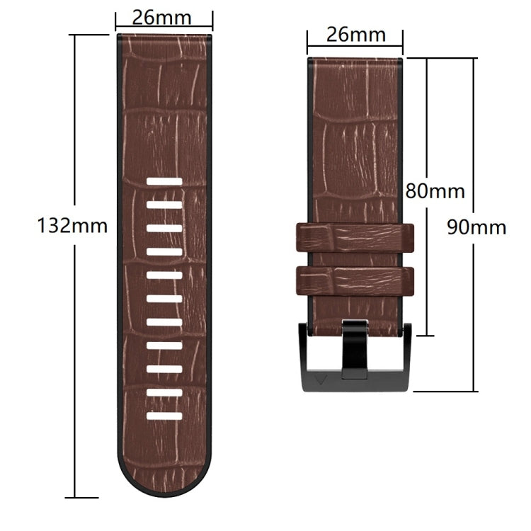 Crocodile Texture Silicone Leather Watch Band, For Garmin Fenix 7/6 Pro/5 Plus 22mm, For Garmin Fenix 7X/6X Pro/Tactix 7 26mm