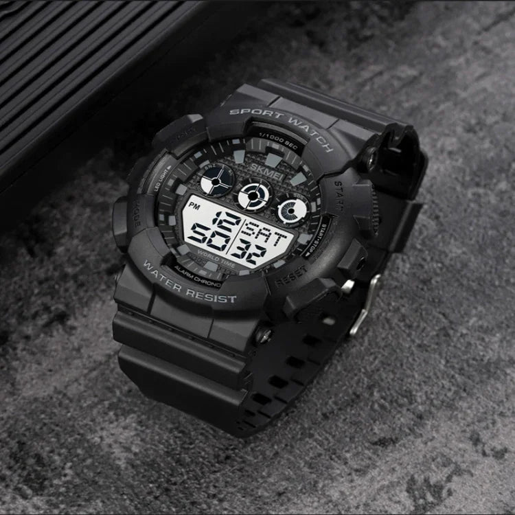 SKMEI 1857 Stainless Steel Buckle PU Strap Waterproof Electronic Watch