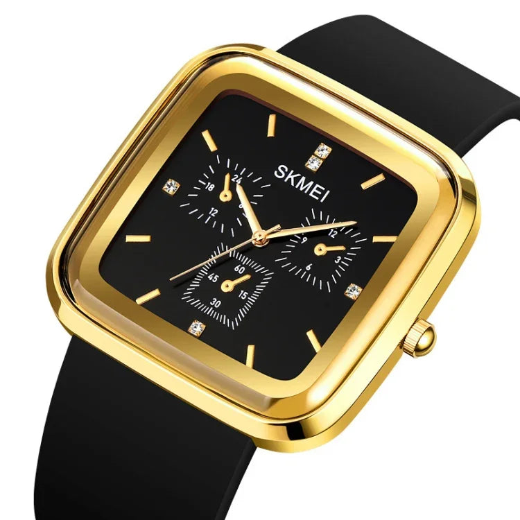 SKMEI 1902 Stainless Steel Buckle Silicone Strap Waterproof Quartz Watch