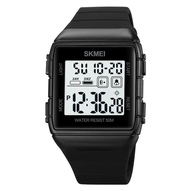 SKMEI 1960 Stainless Steel Buckle Silicone Strap Waterproof Electronic Watch, 1960 Black Gold, 1960 Black and White Machine, 1960 Black and Black Machine, 1960 Blue