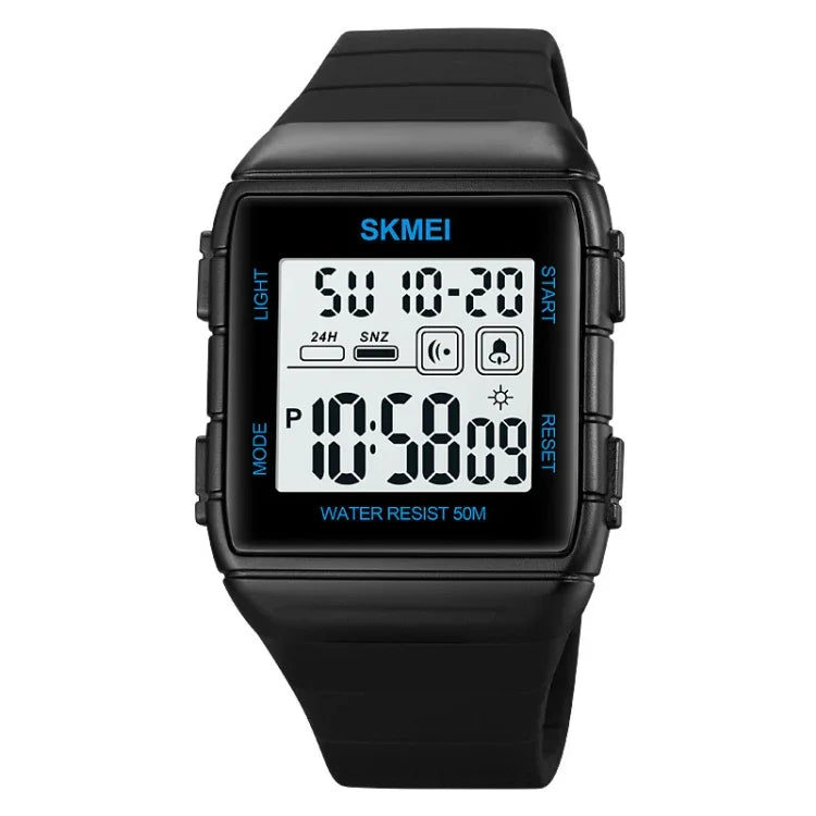 SKMEI 1960 Stainless Steel Buckle Silicone Strap Waterproof Electronic Watch, 1960 Black Gold, 1960 Black and White Machine, 1960 Black and Black Machine, 1960 Blue