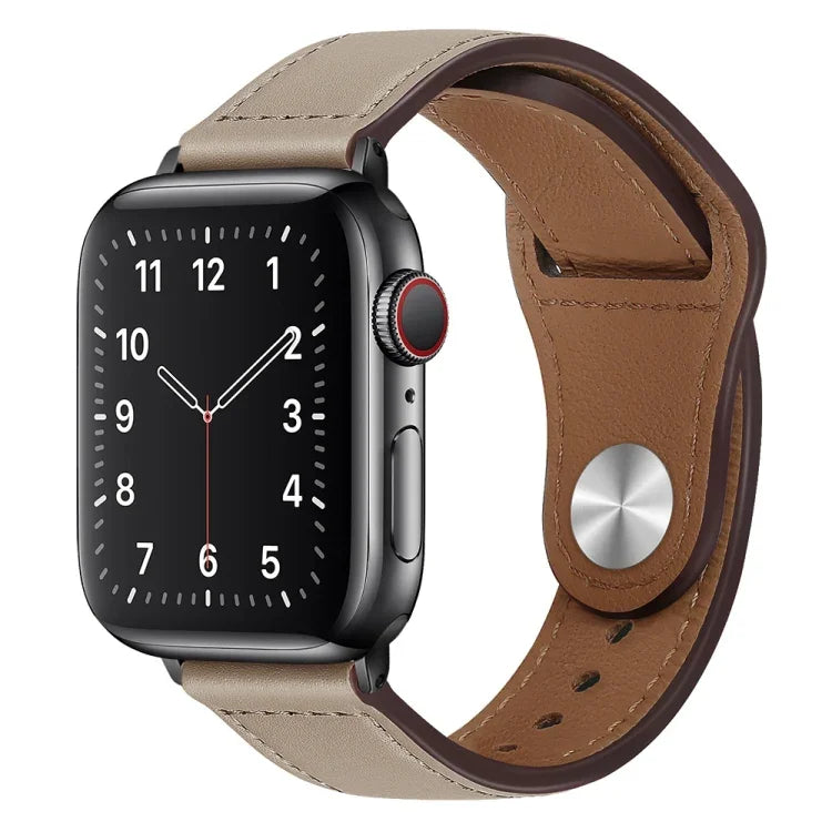 PU Leather Black Buckle Watch Band For Apple Watch Series, 7 45mm / 6&SE&5&4 44mm / 3&2&1 42mm, 7 41mm / 6&SE&5&4 40mm / 3&2&1 38mm