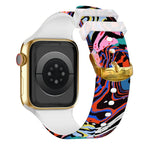 Square Buckle Color Printing Watch Band For Apple Watch Series, 7 45mm / 6&SE&5&4 44mm / 3&2&1 42mm, 7 41mm / 6&SE&5&4 40mm / 3&2&1 38mm