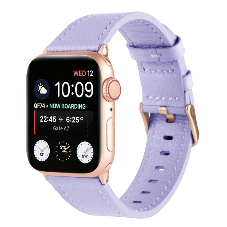 Universal Genuine Leather Watch Band For Apple Watch Series, 7 45mm / 6&SE&5&4 44mm / 3&2&1 42mm, 7 41mm / 6&SE&5&4 40mm / 3&2&1 38mm