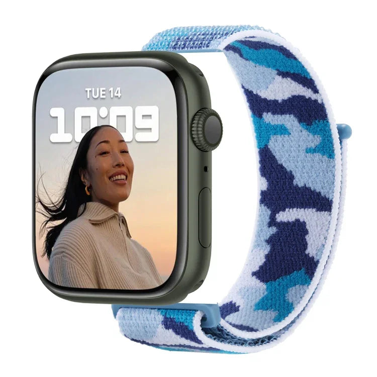 Nylon Loop Watch Band For Apple Watch Series, 7 45mm / 6&SE&5&4 44mm / 3&2&1 42mm, 7 41mm / 6&SE&5&4 40mm / 3&2&1 38mm