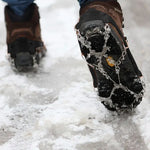1 Pair 19 Teeth Anti-Slip Ice Gripper Hiking Climbing Chain Shoes Covers, 19 Teeth Size:L(Black), 19 Teeth Size:L(Orange), 19 Teeth Size:XL(Black), 19 Teeth Size:XL(Orange)
