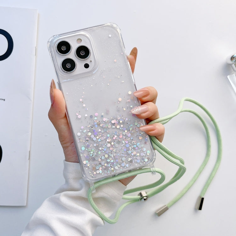 Lanyard Glitter Epoxy Clear Phone Case, For iPhone 11 Pro, For iPhone 11 Pro Max