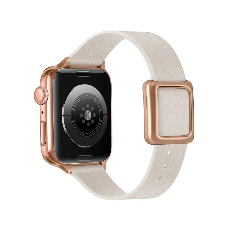 Magnetic Rose Gold Square Buckle Watch Band For Apple Watch Series, 7 45mm / 6&SE&5&4 44mm / 3&2&1 42mm, 7 41mm / 6&SE&5&4 40mm / 3&2&1 38mm