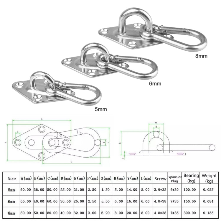 Sand Bag Ceiling Hook Heavy Duty Swing Hangers, 2 PCS 5mm 304 Stainless Steel, 2 PCS 5mm 316 Stainless Steel, 2 PCS 6mm 304 Stainless Steel, 2 PCS 6mm 316 Stainless Steel, 2 PCS 8mm 304 Stainless Steel, 2 PCS 8mm 316 Stainless Steel