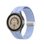 Folding Silver Buckle Silicone Watch Band, For Samsung Galaxy Watch5 40&44mm / Pro 45mm