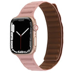 Magnetic Two-color Loop Slim Leather Watch Band For Apple Watch Series, 7 45mm / 6&SE&5&4 44mm / 3&2&1 42mm, 7 41mm / 6&SE&5&4 40mm / 3&2&1 38mm