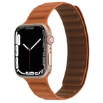 Magnetic Two-color Loop Slim Leather Watch Band For Apple Watch Series, 7 45mm / 6&SE&5&4 44mm / 3&2&1 42mm, 7 41mm / 6&SE&5&4 40mm / 3&2&1 38mm