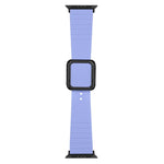 Black Square Buckle Silicone Watch Band For Apple Watch Series, 7 45mm / 6&SE&5&4 44mm / 3&2&1 42mm, 7 41mm / 6&SE&5&4 40mm / 3&2&1 38mm
