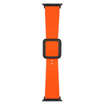 Black Square Buckle Silicone Watch Band For Apple Watch Series, 7 45mm / 6&SE&5&4 44mm / 3&2&1 42mm, 7 41mm / 6&SE&5&4 40mm / 3&2&1 38mm